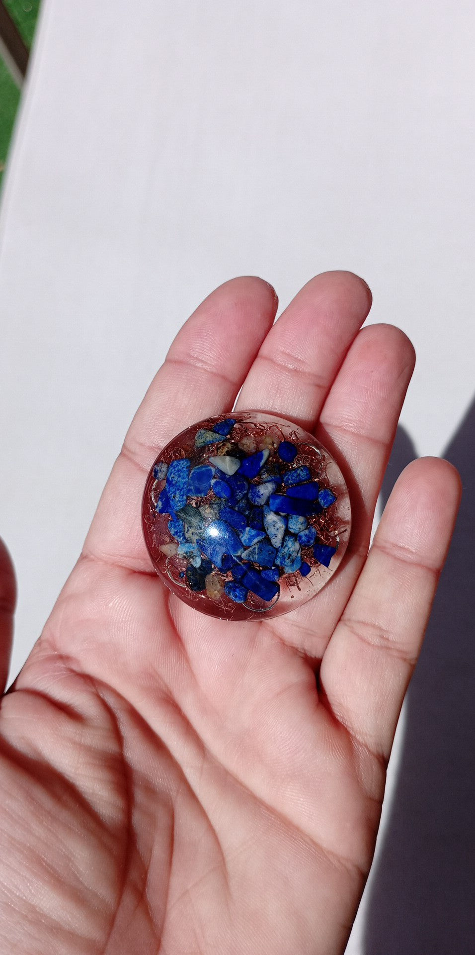 Orgonite ronde lapis-lazuli metatron