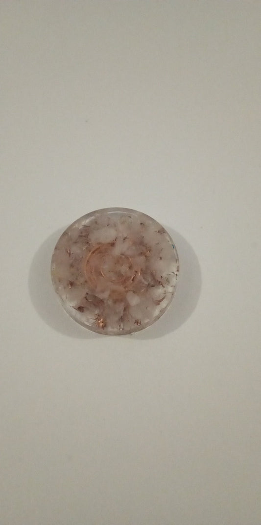 Orgonite rond Quartz rose